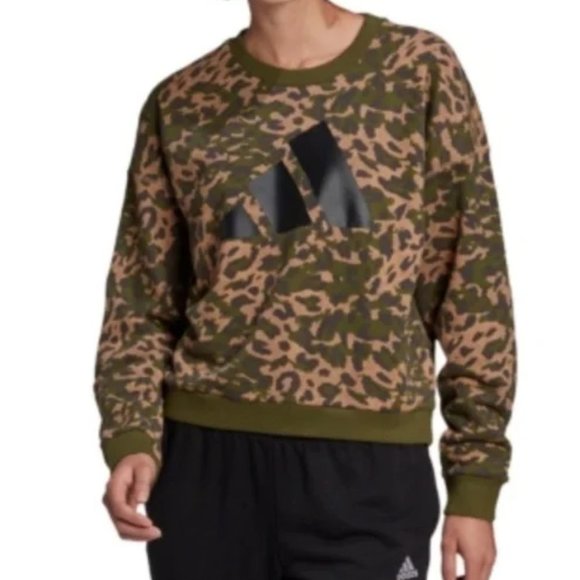 Adidas M Camo Leopard Crop Pullover Sweater​​ - Picture 12 of 14